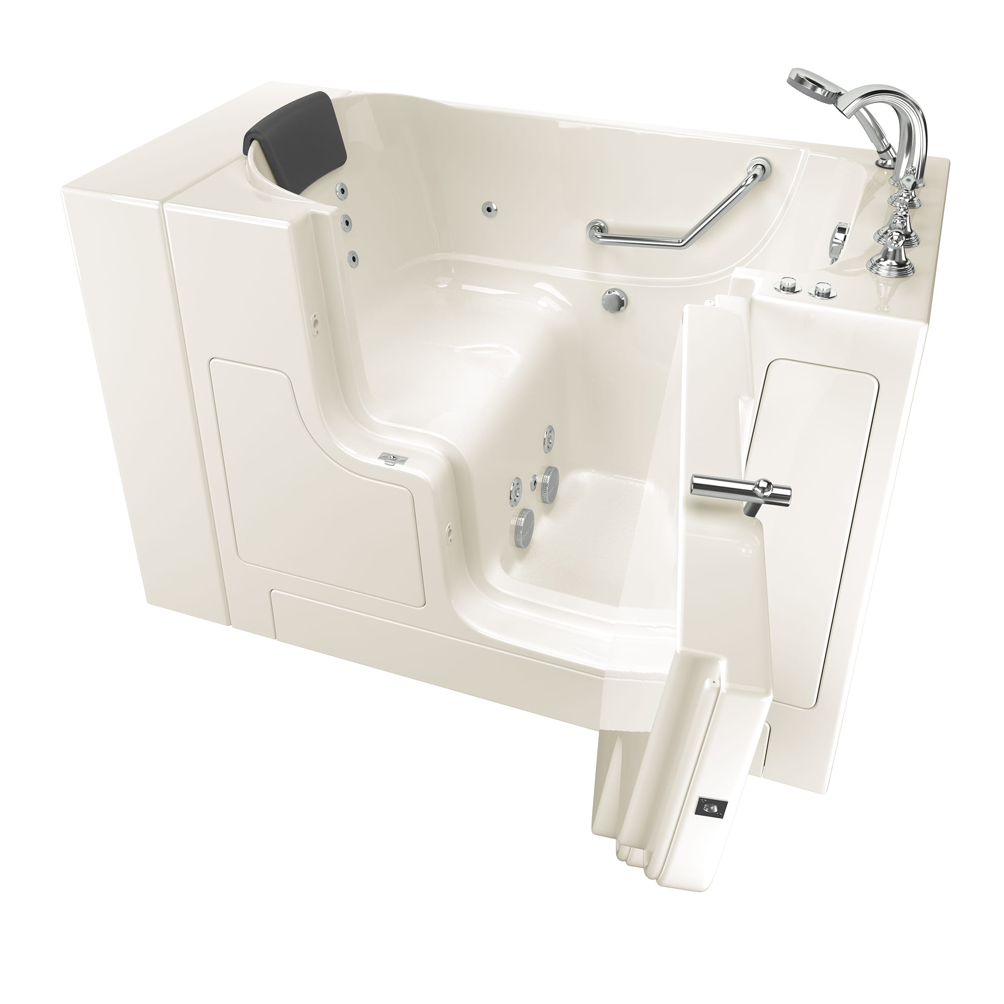 Gelcoat Premium Series 30 x 52  Inch Walk in Tub With Whirlpool System   Right Hand Drain With Faucet WIB LINEN